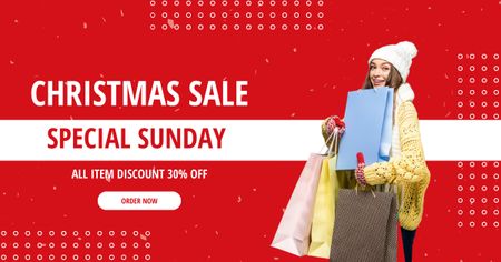 Özel Pazar Noel İndirimi Alışveriş Kırmızı Facebook AD Tasarım Şablonu