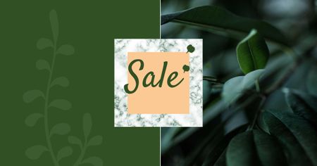 Sale Announcement with Green Plant Facebook AD Design Template