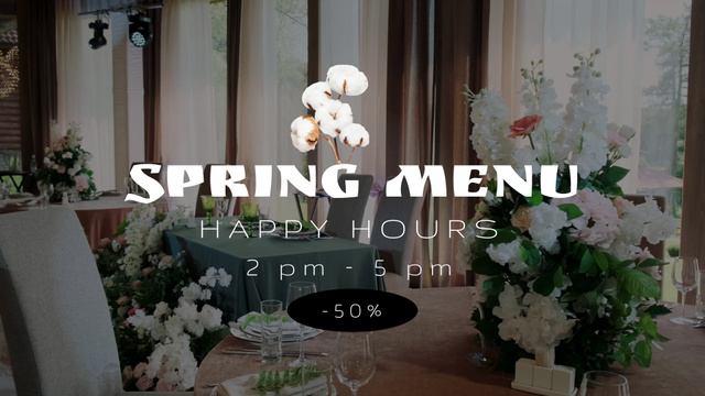 Happy Hours For Restaurant Offer With Spring Dishes Full HD video Šablona návrhu