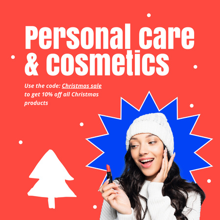 Szablon projektu Świąteczna wyprzedaż kosmetyków do pielęgnacji skóry Instagram