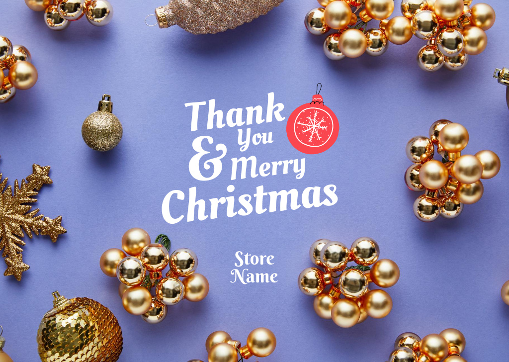 Thank You and Merry Christmas Postcard Design Template