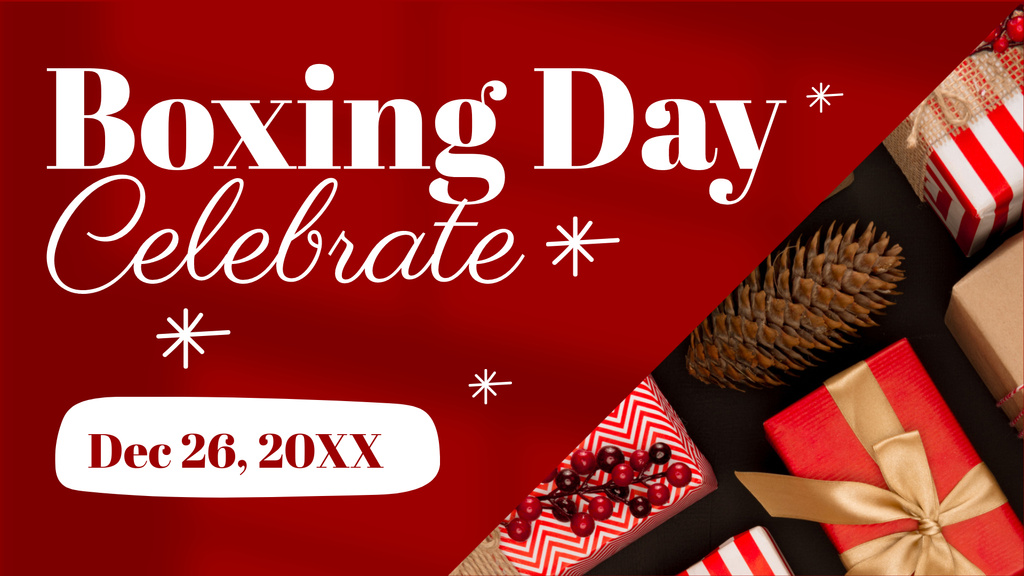 Sale for Boxing Day with Gifts FB event cover Modelo de Design