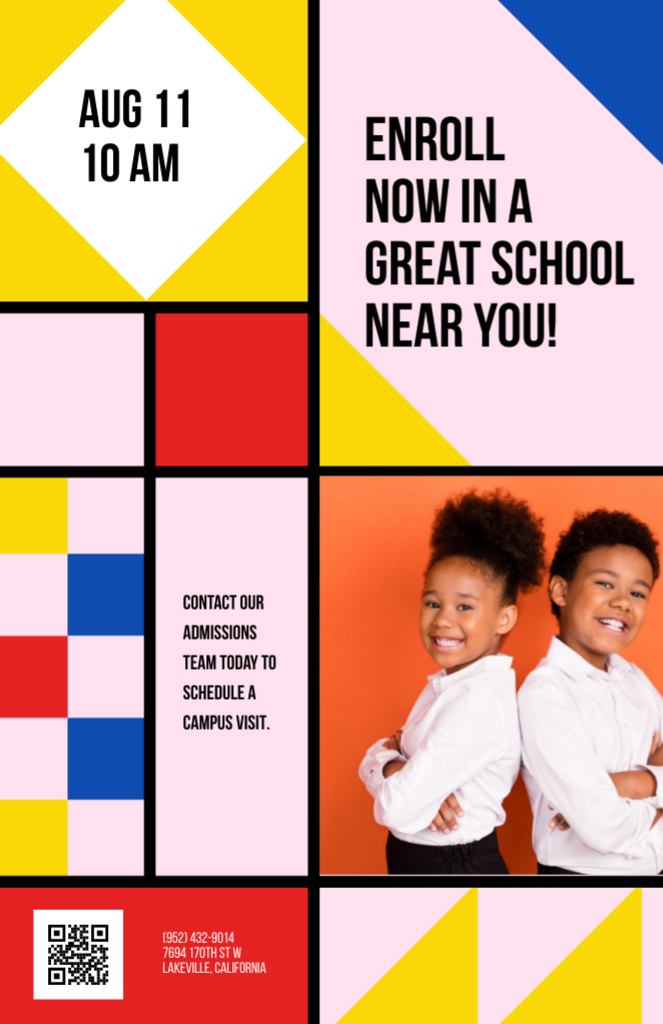 Plantilla de diseño de Colorful Back To School Announcement And Happy Kids Invitation 5.5x8.5in 