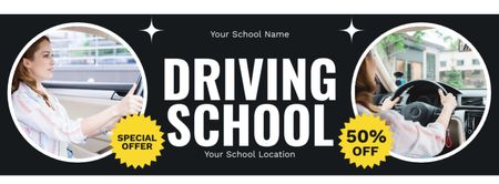 Access Driving School Lessons With Special Discounts Facebook cover Design Template