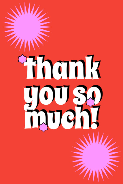 Thank You So Much Text On Bright Red Postcard 4x6in Vertical Πρότυπο σχεδίασης