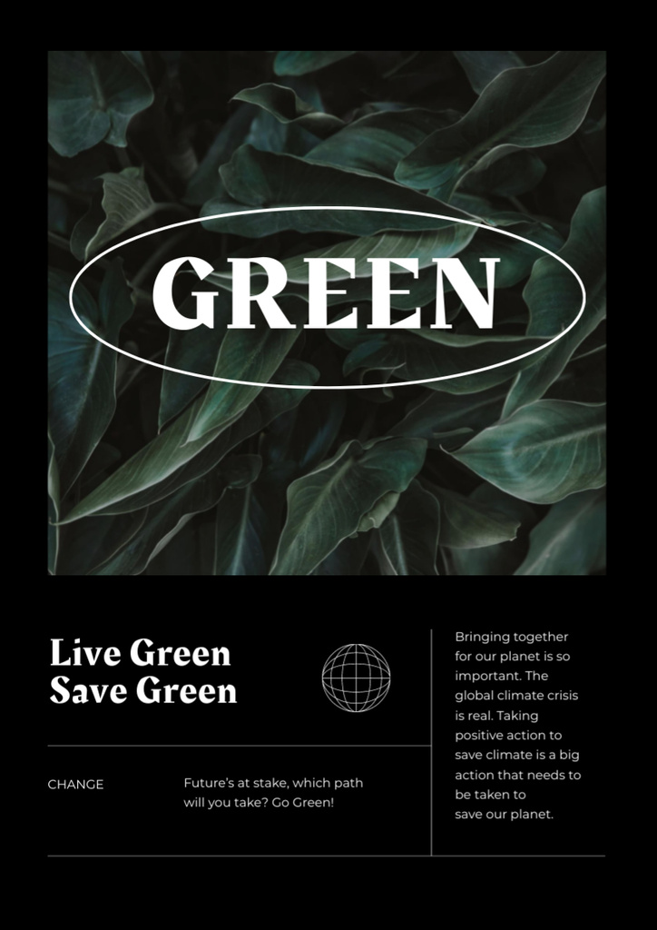 Eco Lifestyle Concept with Green Leaves Poster A3 Design Template