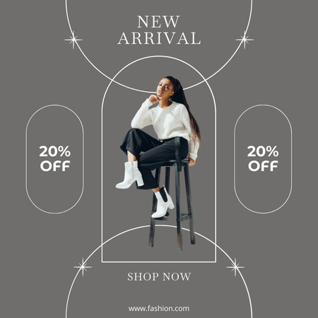 Plantilla de diseño de Anuncio de colección de moda de nueva llegada en gris Instagram 