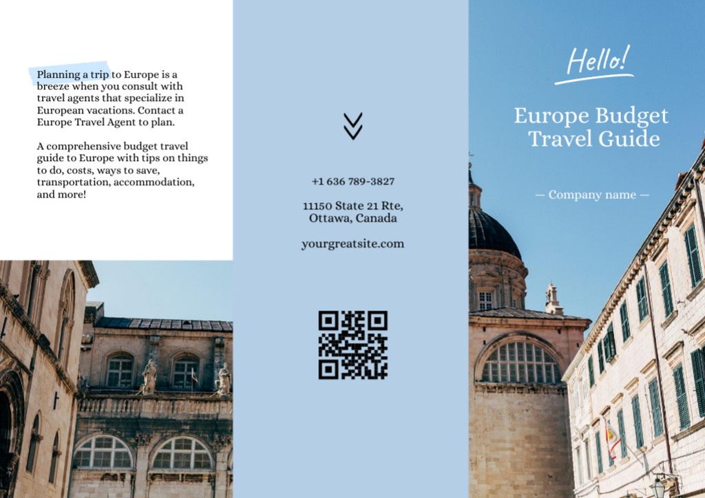 Travel Tour Offer with Beautiful Stone Building Brochure Tasarım Şablonu
