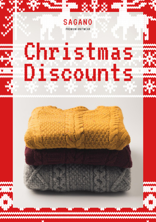 Christmas Sale Stack of Sweaters Flyer A5 Design Template
