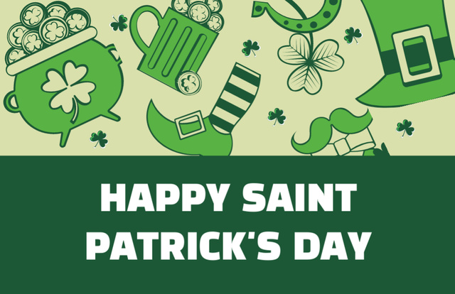 Holiday Wishes on St. Patrick's Day Thank You Card 5.5x8.5in Šablona návrhu