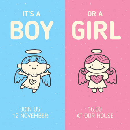 Ontwerpsjabloon van Instagram van Uitnodiging voor babyshower, het is jongen of meisje