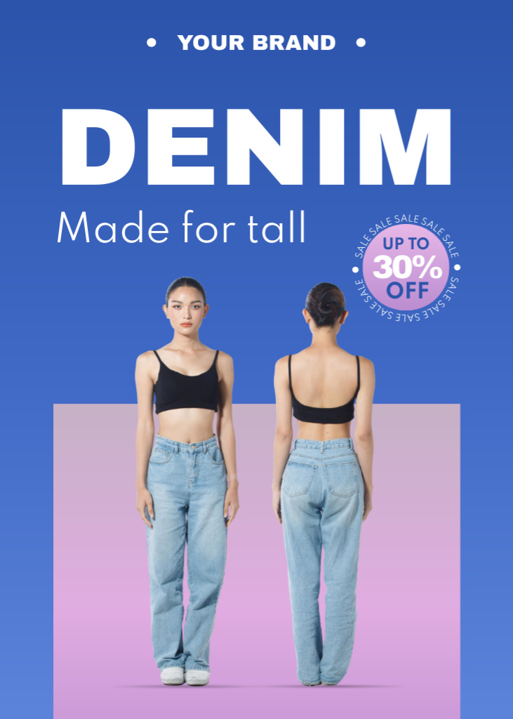 Discount Offer on Denim for Tall Flayer Design Template