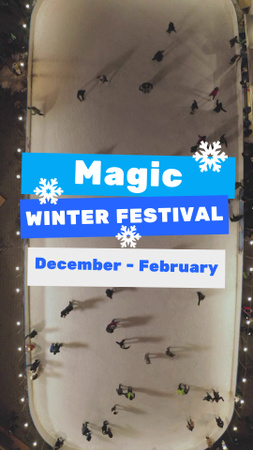 Anúncio do Festival de Inverno com Pessoas na Pista de Gelo Instagram Video Story Modelo de Design