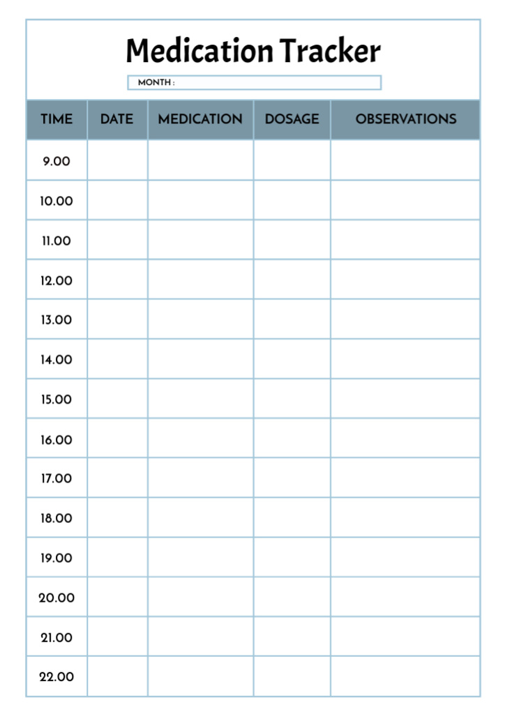 Medication Treatment Plan Schedule Planner Tasarım Şablonu
