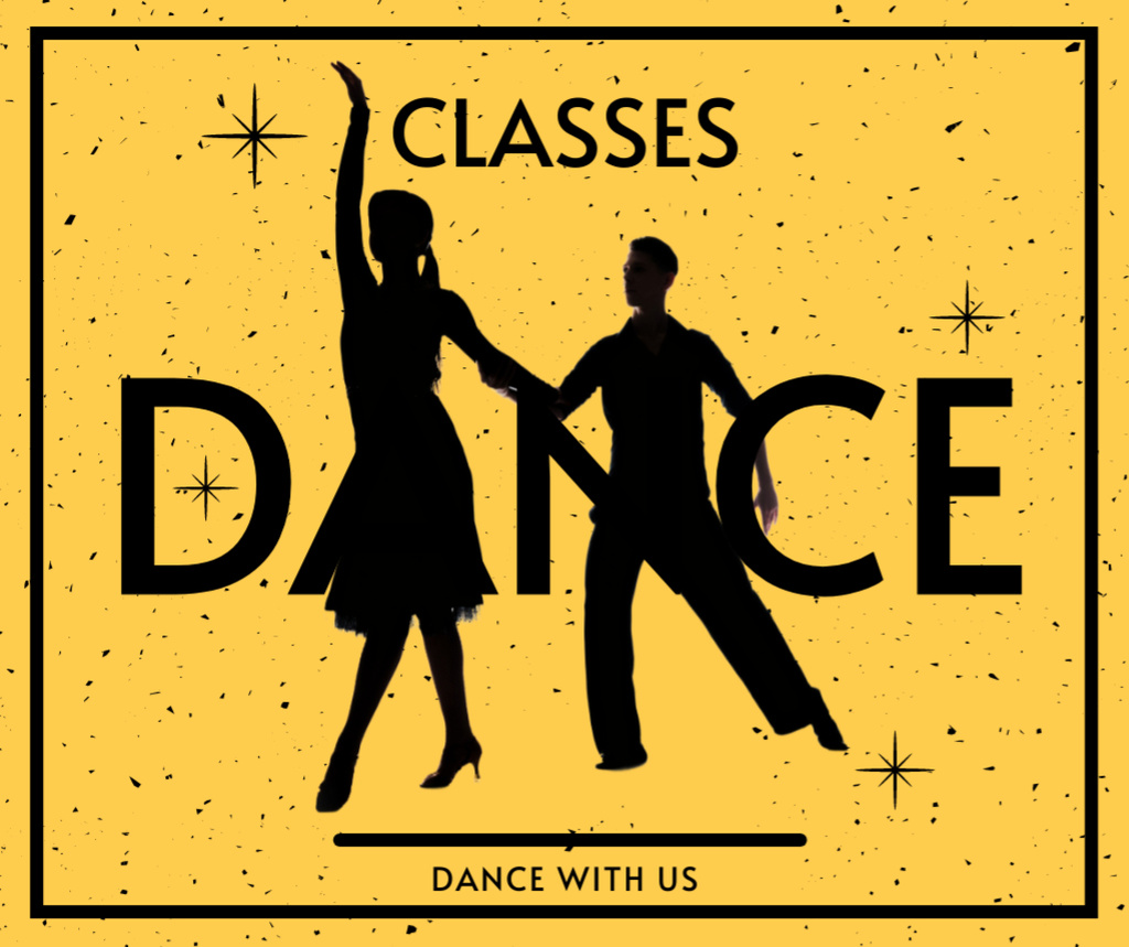 Designvorlage Dance Classes Ad with Silhouettes of Dancing Couple für Facebook