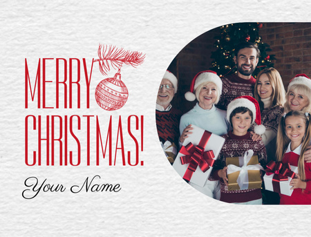 Merry Christmas from Big Happy Family Postcard 4.2x5.5in Πρότυπο σχεδίασης