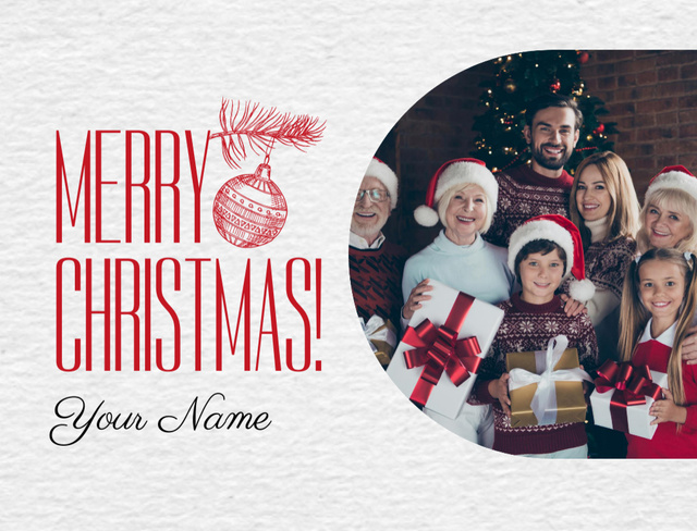 Merry Christmas from Big Happy Family Postcard 4.2x5.5in – шаблон для дизайну