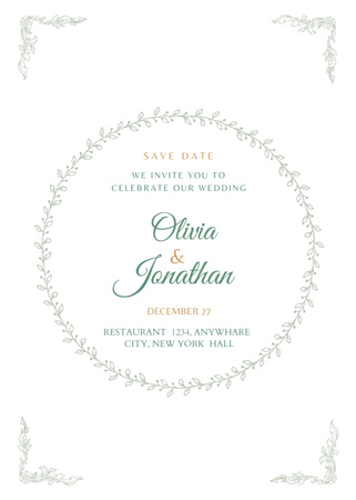 Wedding Celebration Invitation Postcard 5x7in Vertical Design Template