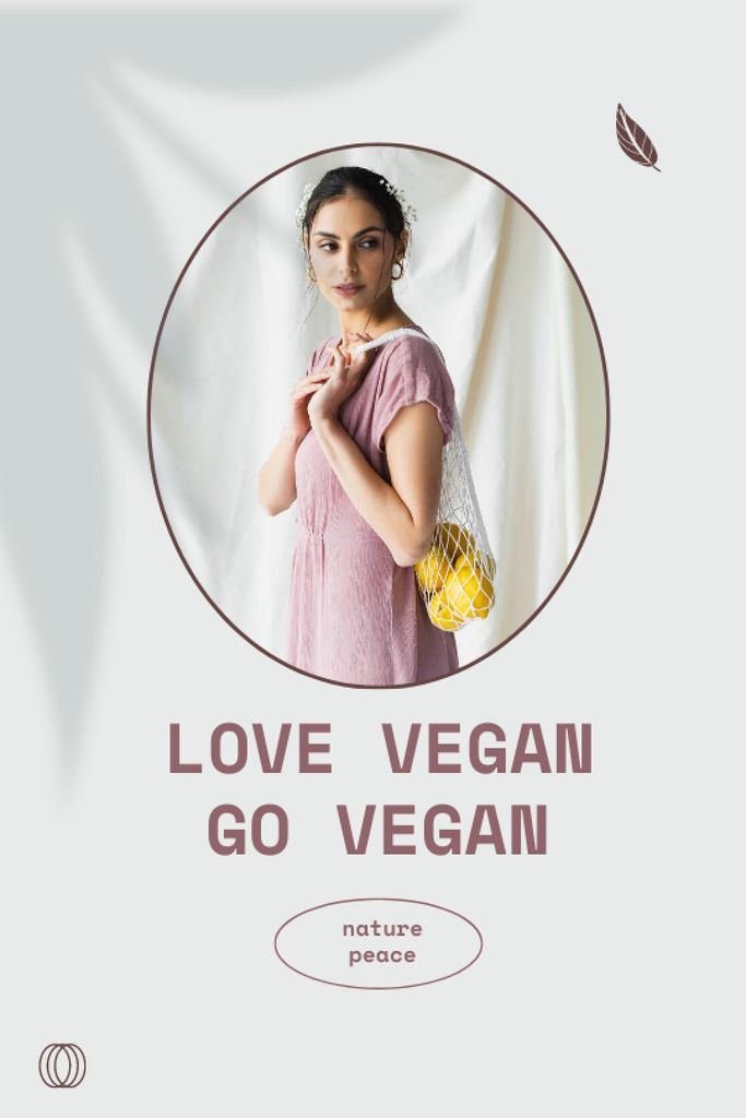Vegan Lifestyle Concept with Girl in Summer Hat Tumblr Design Template