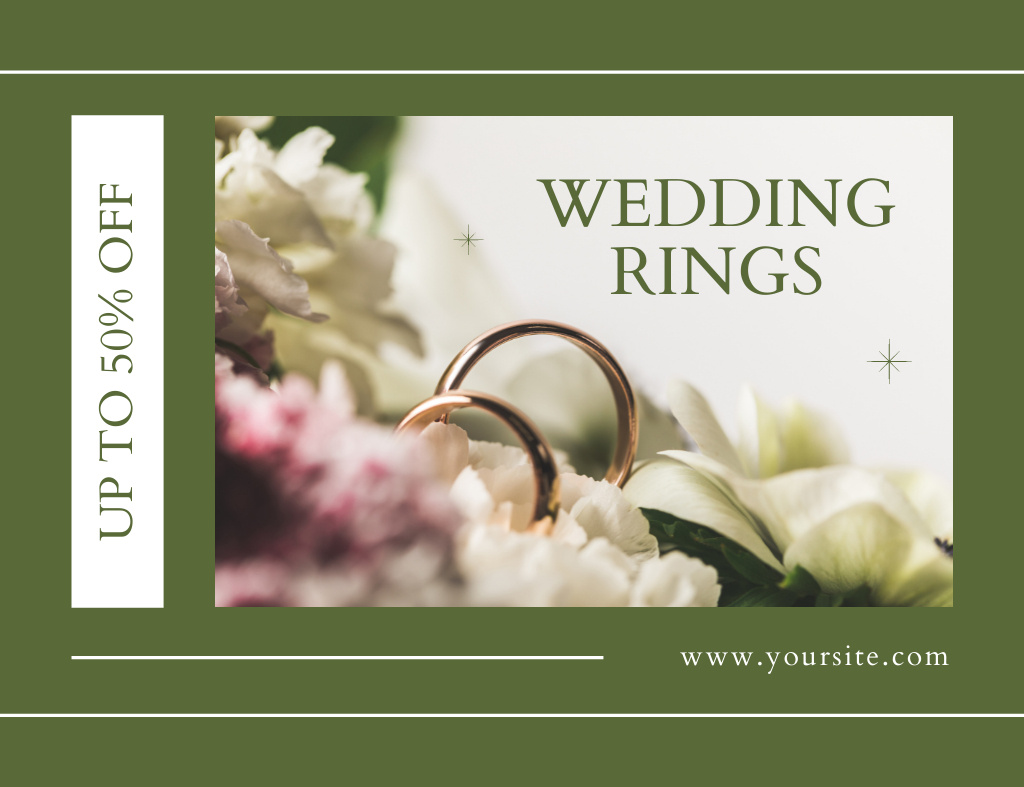 Sale of Wedding Rings Thank You Card 5.5x4in Horizontal Πρότυπο σχεδίασης