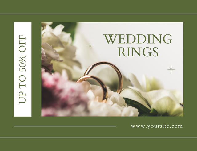 Plantilla de diseño de Sale of Classic Simple Wedding Rings Thank You Card 5.5x4in Horizontal 