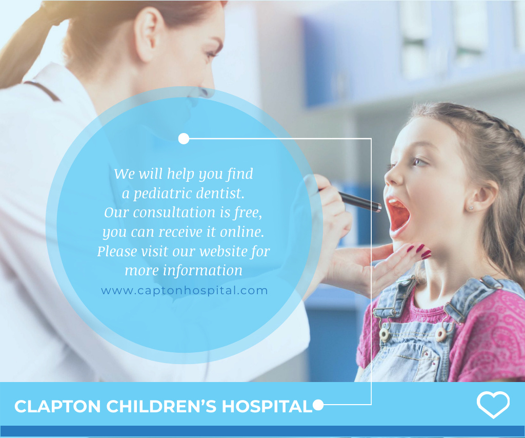Children's Hospital Ad Pediatrician Examining Child Large Rectangle Design Template