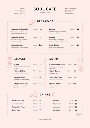 Cafe Food and Beverages Offer Menu Design Template