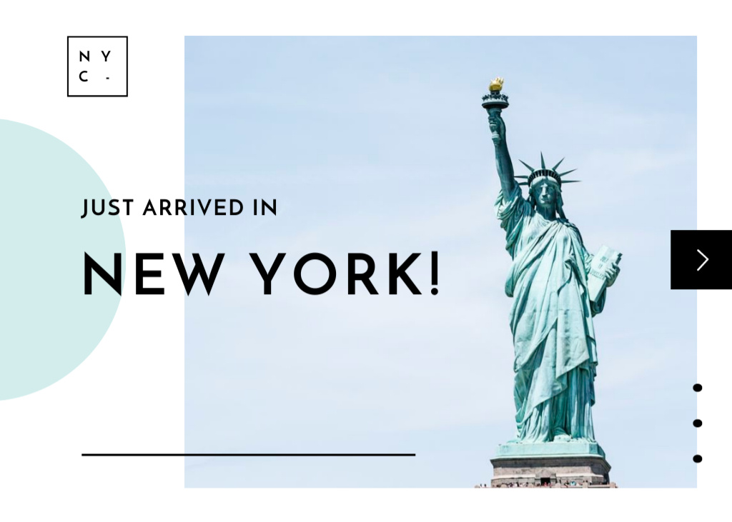 Liberty Statue View In New York Postcard 5x7in Design Template