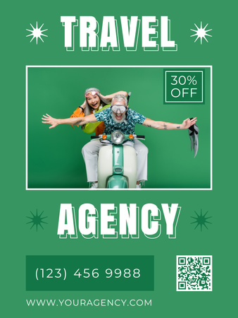 Travel Agency Offer with Funny Old People Poster US Design Template
