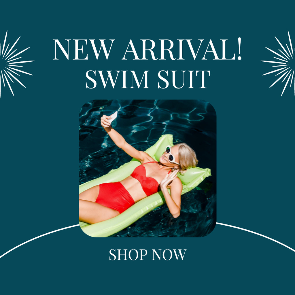 Trendsetting Swimwear Collection Offer In Blue Instagram Design Template