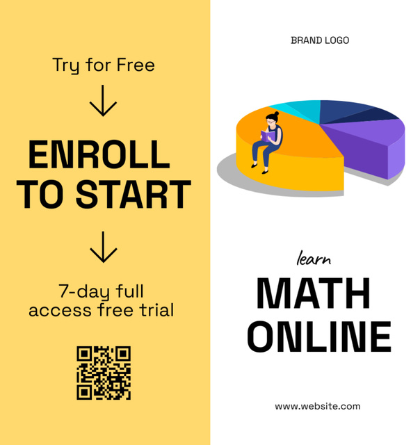 Math Online Courses Ad with Diagram Brochure Din Large Bi-foldデザインテンプレート