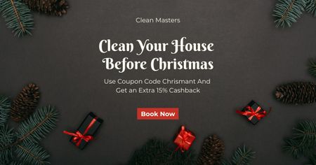 Clean Your House Before Christmas Facebook AD Design Template