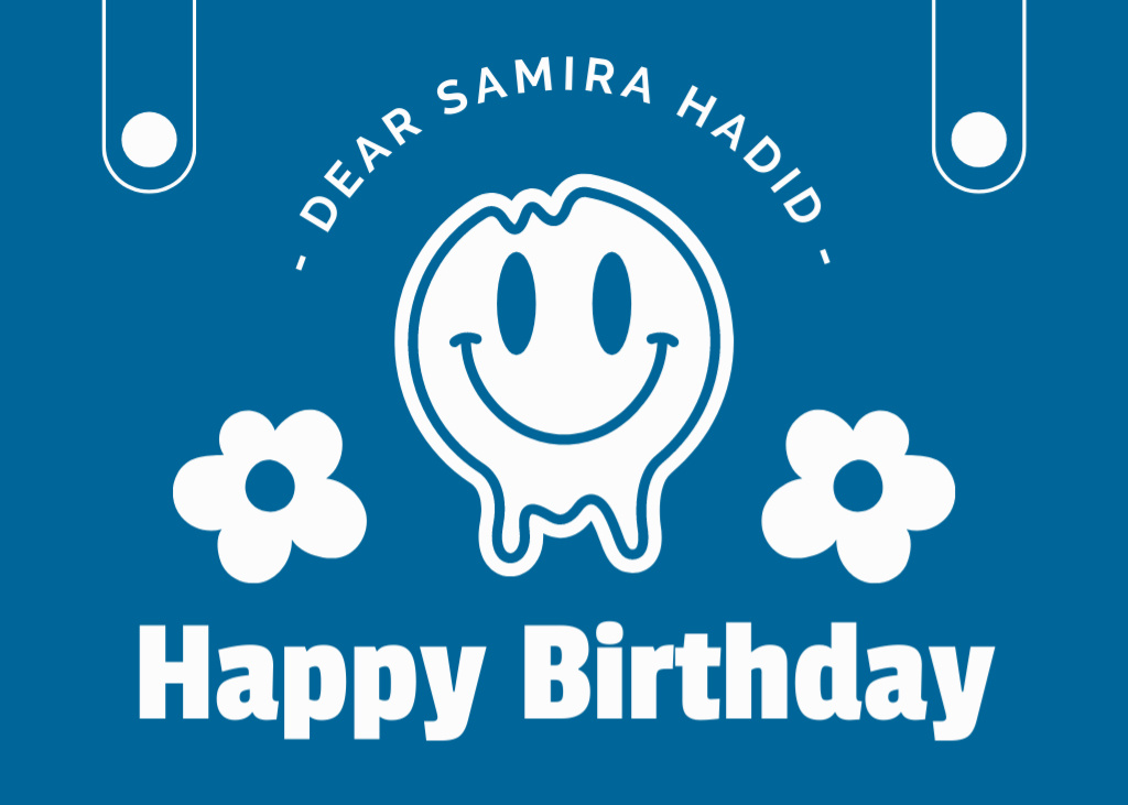 Template di design Simple Birthday Greeting Text on Blue Postcard 5x7in