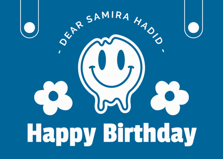 Simple Birthday Greeting Text on Blue Postcard 5x7in Design Template