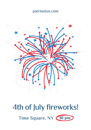 Template di design USA Independence Day Celebration with Illustration of Fireworks Poster 28x40in
