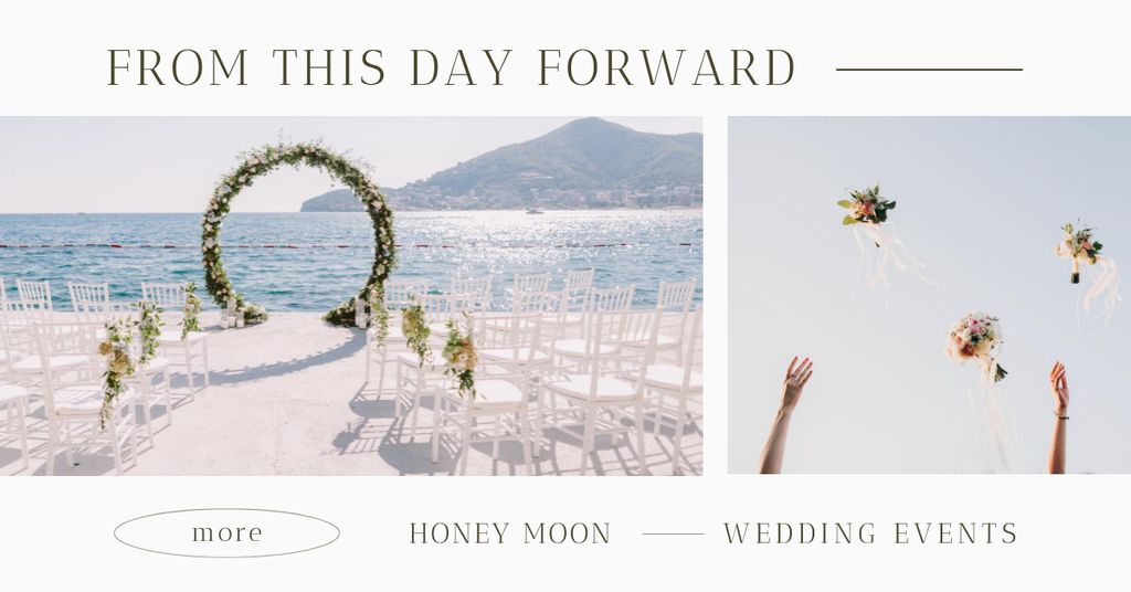Ontwerpsjabloon van Facebook AD van Wedding Event Agency Ad with Beautiful Ceremony Setting