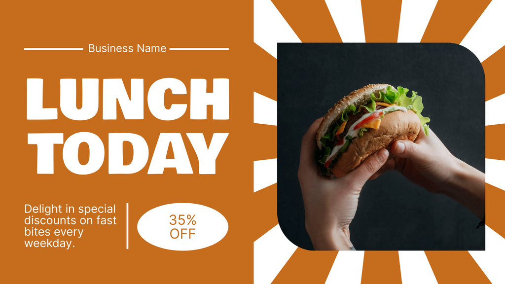 Template di design Special Offer of Lunch at Fast Casual Restaurant with Burger Title 1680x945px