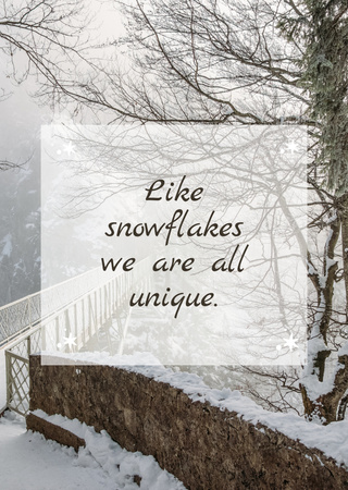 Inspirational Phrase with Snowy Landscape Postcard A6 Vertical Design Template