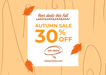 Fall Sale Offer With Illustration And Leaves Poster B2 Horizontal Design Template