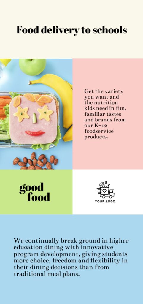 Ad of Food Delivery to Schools Flyer DIN Large Modelo de Design