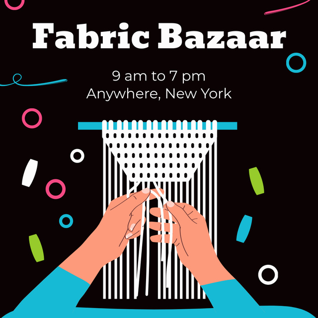 Designvorlage Bright Announcement of Fabric Bazaar für Instagram