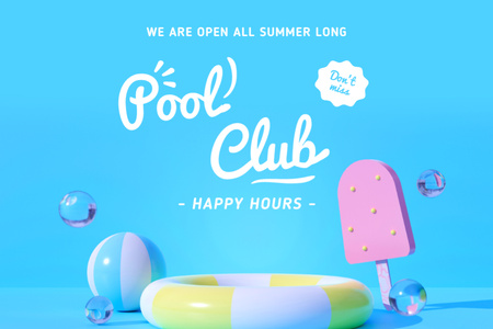 Szablon projektu klub basenowy happy hours ad Flyer 4x6in Horizontal