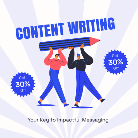 Impactful Content Writing At Lower Price Offer For Brands Instagram AD Design Template