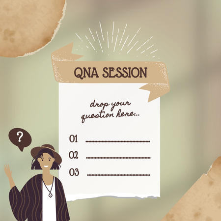 Ontwerpsjabloon van Instagram van Q&A Sessie Uitnodiging met Vrouw in Hoed