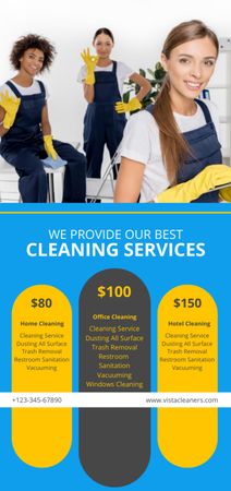 Cleaning Services Ad with Smiling Team Flyer DIN Large Design Template