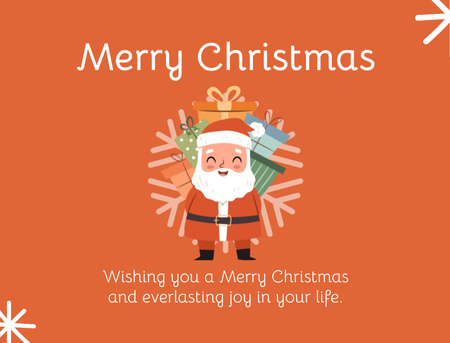 Platilla de diseño Cute Santa With Presents And Christmas Wishes Postcard 4.2x5.5in