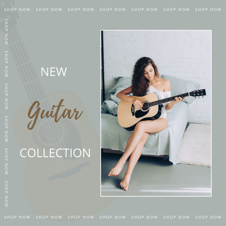Plantilla de diseño de Promoción de la nueva colección de guitarras Instagram 
