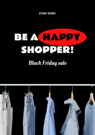 Black Friday Clothes Sale Postcard A5 Vertical Tasarım Şablonu
