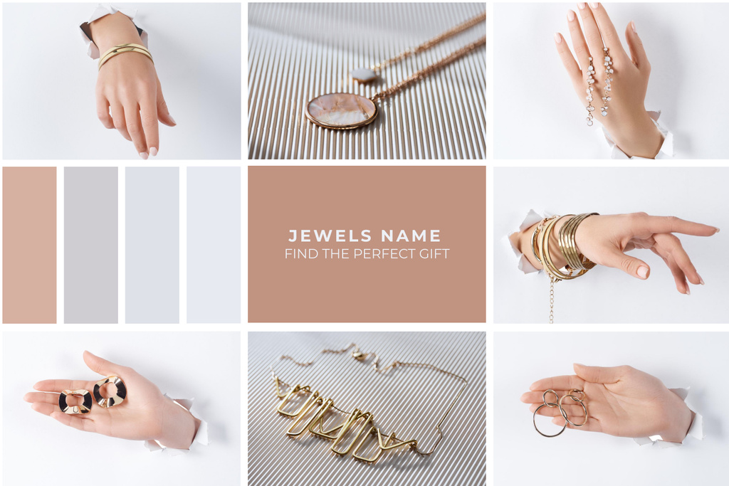 Ad of Luxury Jewelry for Women Mood Board Design Template