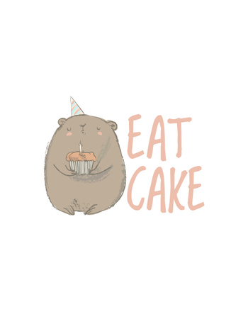 Ontwerpsjabloon van T-Shirt van bakkerij advertentie met schattige beer